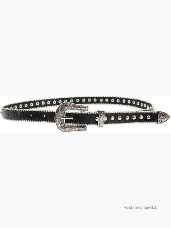 Vintage Western Studded Skinny Dress Belt Faux Leather Punk Rivet main image 7